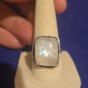 Lustrous Silver Moonstone Ring